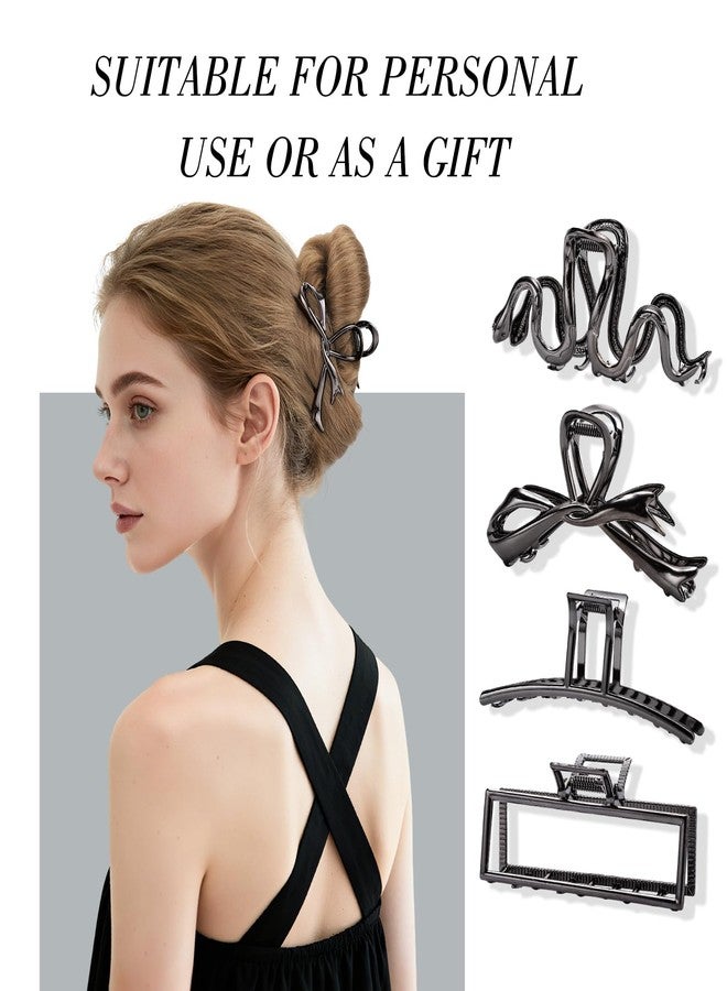 Obeoby 4 Pack Metal Hair Clips, Large Claw Clips for Women Thick Hair, Strong Fashion Hair Accessories Barrettes for Curly Long Hair (Black) - Image 5